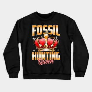 Cute Fossil Hunting Queen Girl's Paleontology Crewneck Sweatshirt